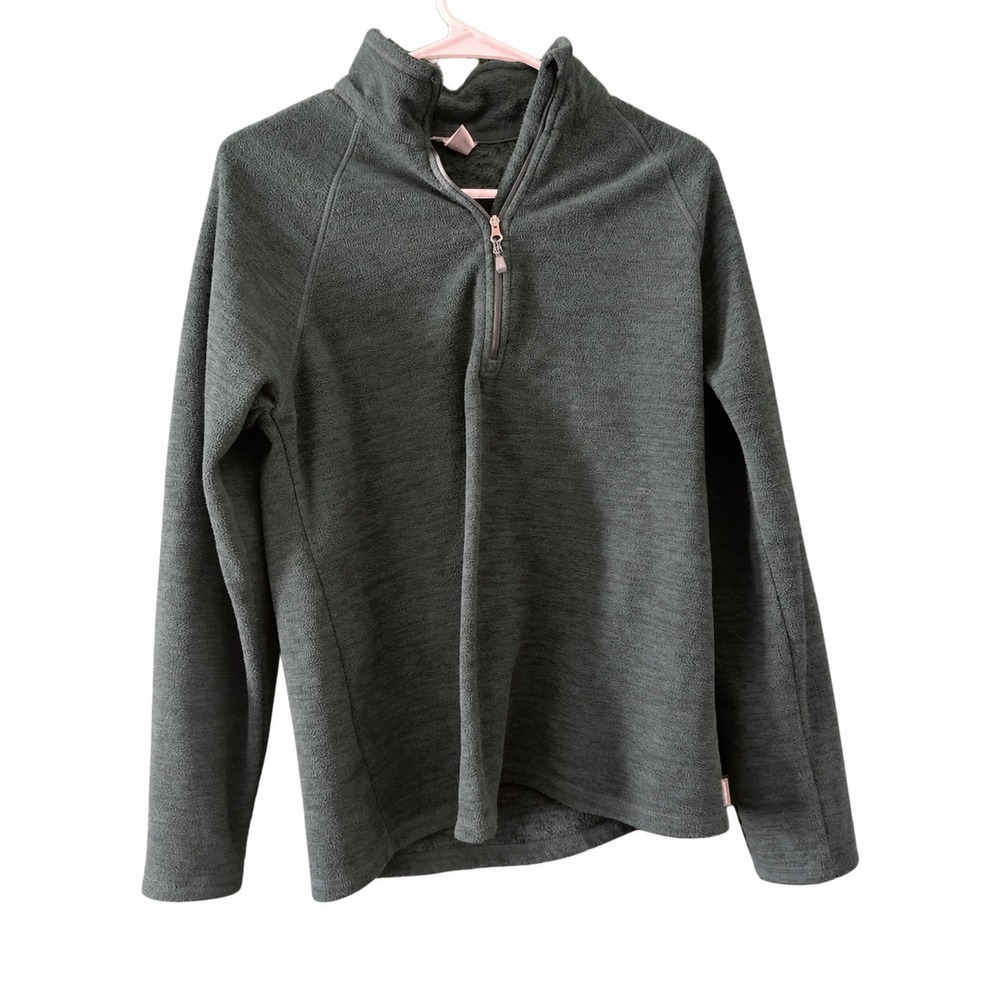 Eddie Bauer Womens Gray Quarter Zip Fleece Pullover Jacket Heathered Medium